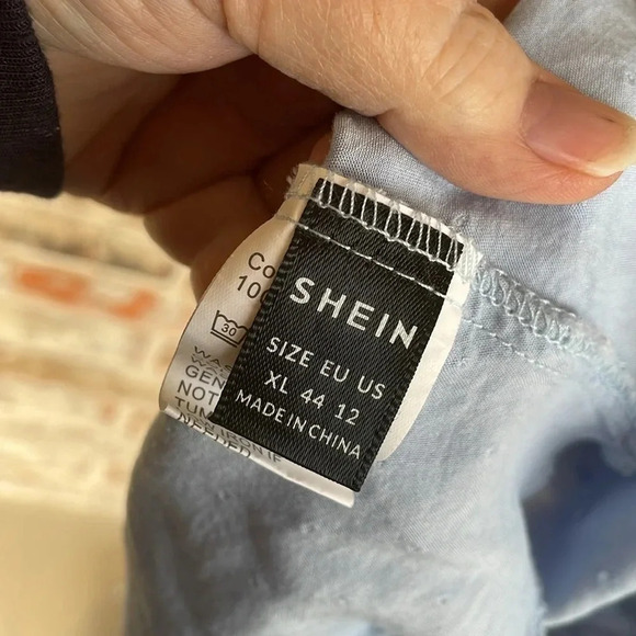 Shein Light Blue Dotted Swiss Ruffle Lace Dress - Picture 5 of 9